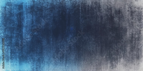 An aged vintage blue grunge texture design with a stained dark paper pattern on a rough antique wall surface backdrop