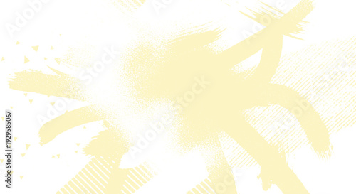 Pale yellow abstract background with large energetic brush strokes and scattered triangular elements for a bright, cheerful design.