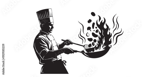 Chef Silhouette Icon Set: Culinary Art & Energy