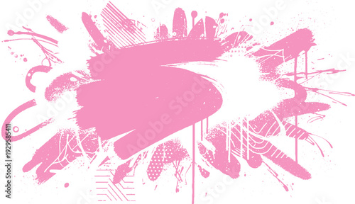 Pink abstract splash and scribbled elements, versatile design element for scrapbooking, cards, or social media graphics