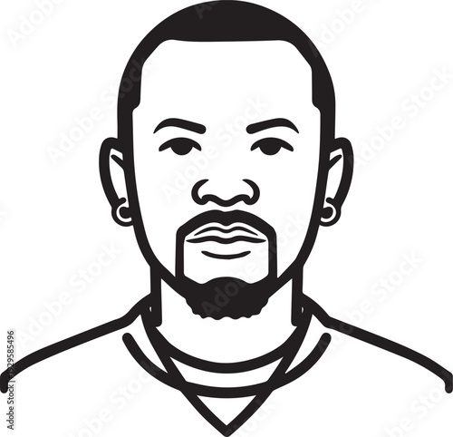 Hand Drawn Adult Man Black and White Avatar Illustration in Minimal Line Art Style Design