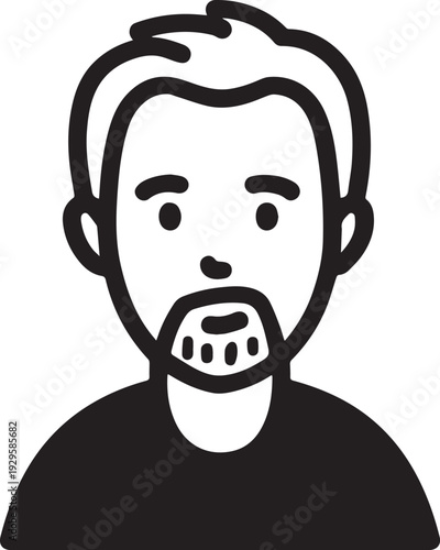 Hand Drawn Adult Man Black and White Avatar Illustration in Minimal Line Art Style Design