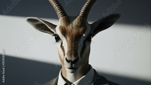 Surreal Portrait of Antelope in Business Attire.