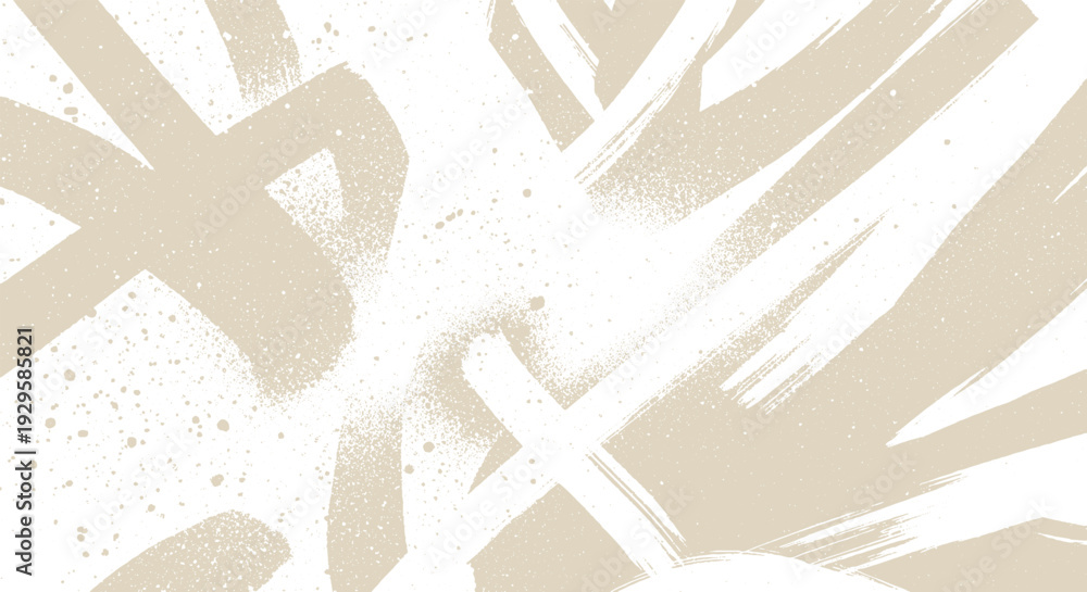 Obraz premium Textured beige and white abstract background with bold brush strokes and spray paint effects