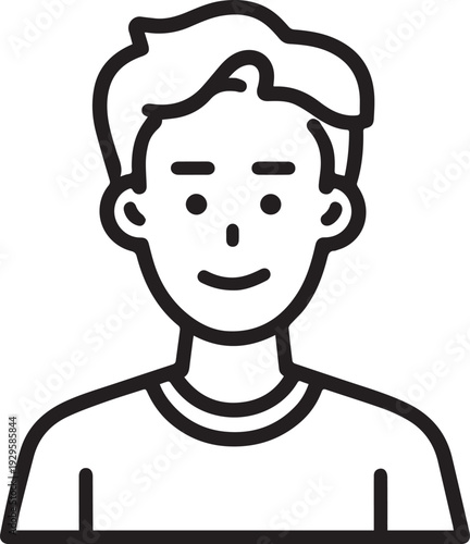 Hand Drawn Adult Man Black and White Avatar Illustration in Minimal Line Art Style Design