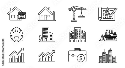 Collection of Construction and Business Icons.
