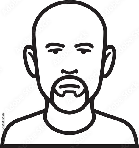 Hand Drawn Adult Man Black and White Avatar Illustration in Minimal Line Art Style Design