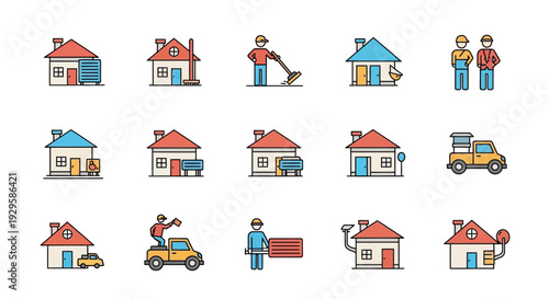 Collection of House Construction and Renovation Icons.