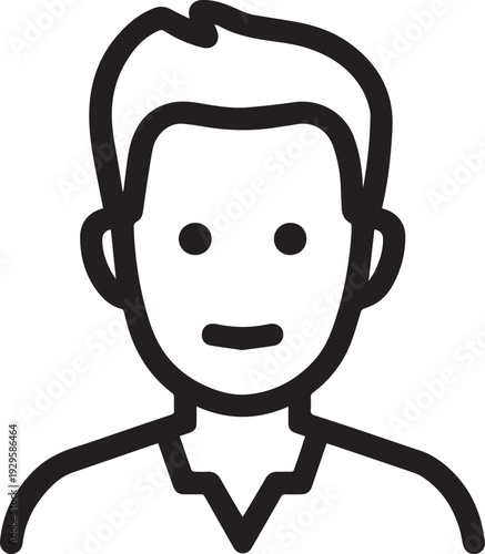 Hand Drawn Adult Man Black and White Avatar Illustration in Minimal Line Art Style Design