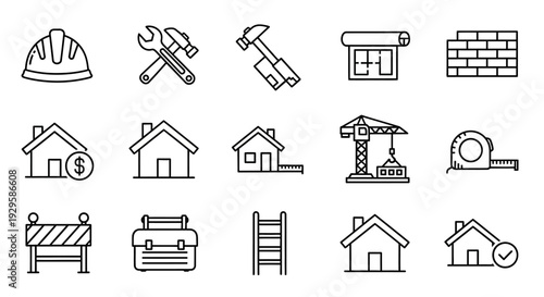 Construction and Home Building Icons Set.