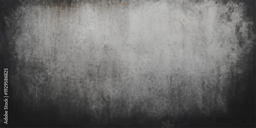 A dark vintage grunge metal plate background features an aged gray concrete texture with a rough black stone surface and a dirty paint pattern for a weathered backdrop design