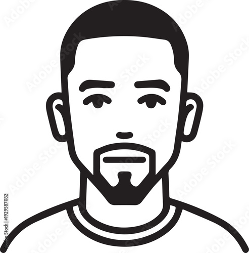 Hand Drawn Adult Man Black and White Avatar Illustration in Minimal Line Art Style Design