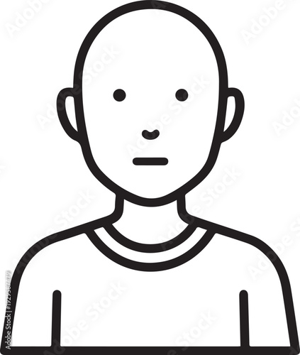 Hand Drawn Adult Man Black and White Avatar Illustration in Minimal Line Art Style Design