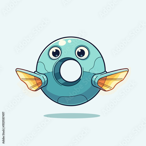 Cartoon Character with Fins and Large Eyes.