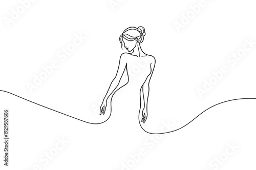Set of stylized woman body. Modern single line art. Woman beauty fashion concept, minimalistic style.
