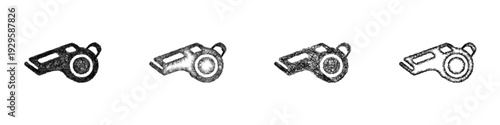 Sketch soccer whistle icon design set