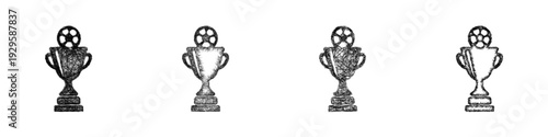 Sketch soccer trophy icon design set
