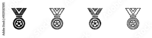 Sketch soccer medal icon design set