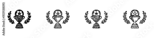 Sketch soccer championship icon design set
