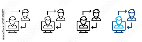 Digital Twins Icon Different Style Outline Collection Set Vector Illustration