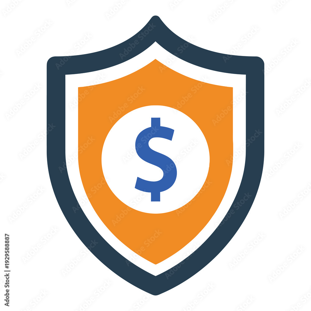 Fototapeta premium Shield icon with dollar sign symbolizing financial protection and security online icon