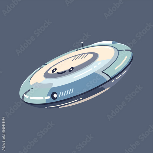 Futuristic Flying Saucer Spacecraft Illustration.