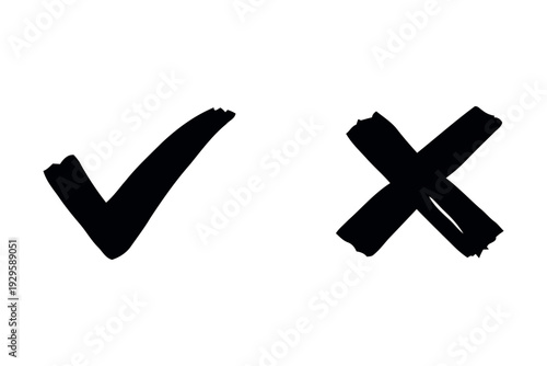 Set check mark and cross. Vector illustartion
