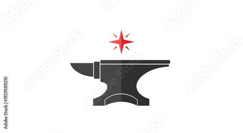 Blacksmith Anvil with Red Star Symbol.