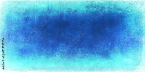 A bright abstract blue watercolor background features a light grunge paper texture with vintage aged paint patterns on an old canvas material design