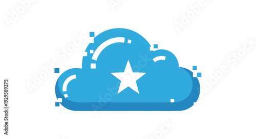 Blue Cloud Icon with White Star Symbol.