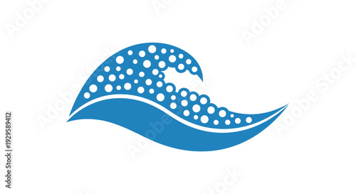 Blue Wave Illustration with Dots Design.