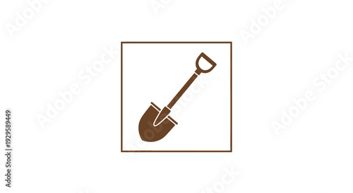 Brown Shovel Icon Tool Equipment Illustration.