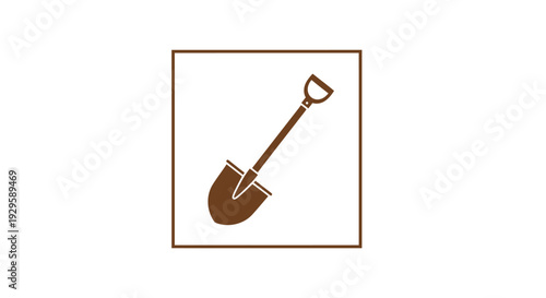 Brown Shovel with Long Handle.