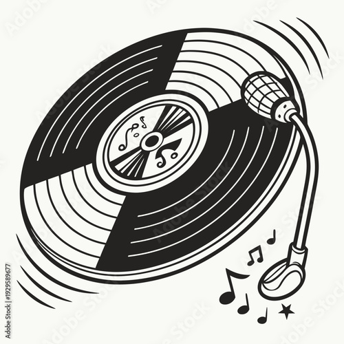 Vintage Vinyl Record Retro Music Disc Isolated Classic Turntable Album Design