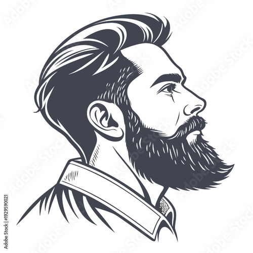 Beard Silhouette Vector Icon for Barber Logo, Grooming Design Element