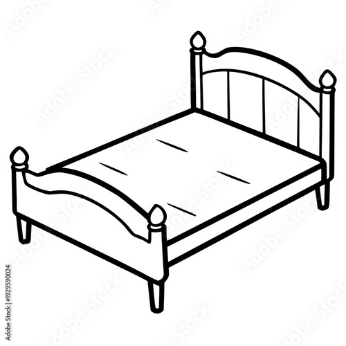 Modern Comfortable Bed Illustration for Interior Design and Furniture Graphics