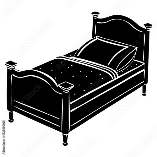 Modern Comfortable Bed Illustration for Interior Design and Furniture Graphics