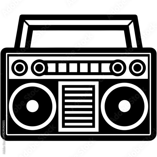 Retro Boom Box Vector Illustration – Vintage Portable Stereo Graphic Design