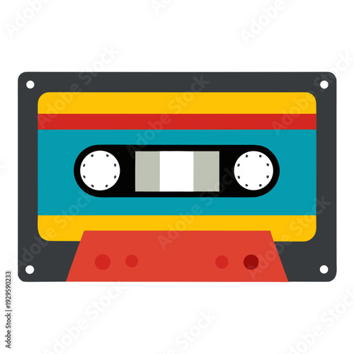 Vintage Cassette Tape Vector Illustration – Retro Music Graphic Design Asset