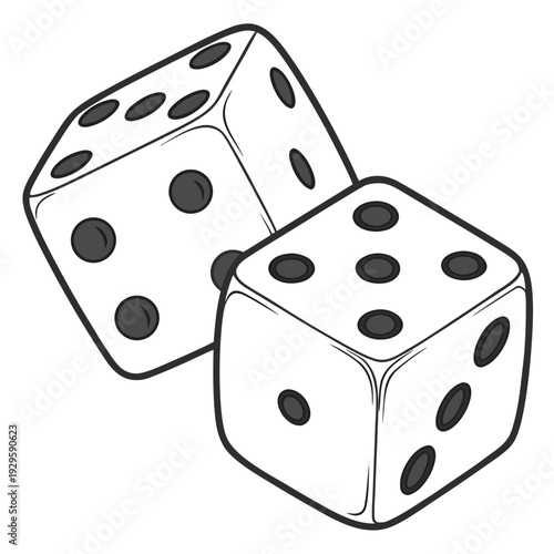 Dice Pair Vector Illustration – Realistic Casino Gambling Game Design Graphic