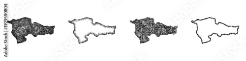 Sketch Agri outline map design set