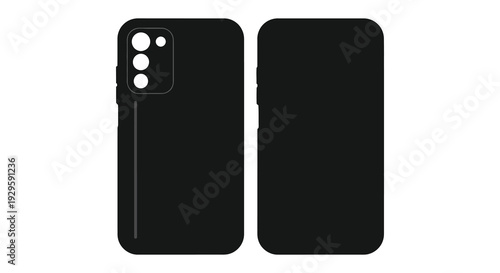 Two black smartphone mockups are displayed against a white background showcasing design possibilities as a silhouette high quality professional