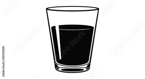 A simple black silhouette of a partially filled drinking glass against a plain white background silhouette high quality professional