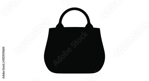 A stark black outline of a classic handbag showcasing its elegant form and practical design silhouette high quality