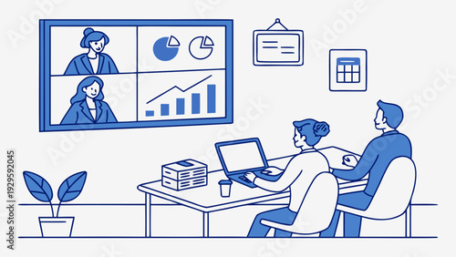 Business team collaborating on data analysis in modern office setting