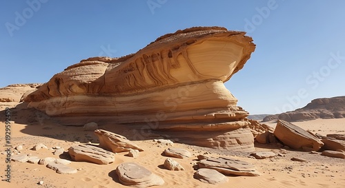 Breathtaking natural rock formation in the desert landscape under clear blue sky