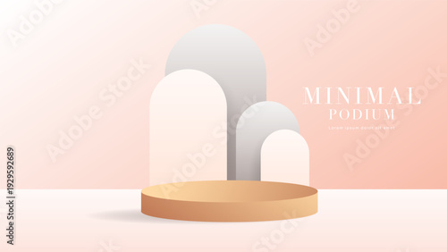 Minimalist podium stage on pink background for product presentation, Vector illustration EPS 10