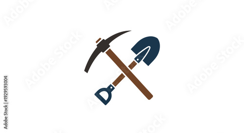 Crossed Pickaxe and Shovel Illustration.