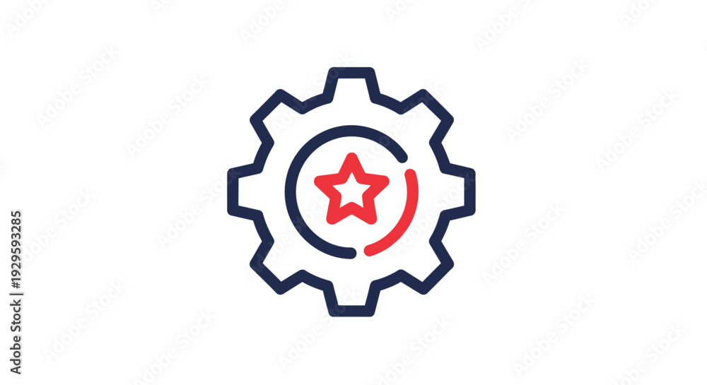 Obraz premium Gear Icon with Red Star Symbol.