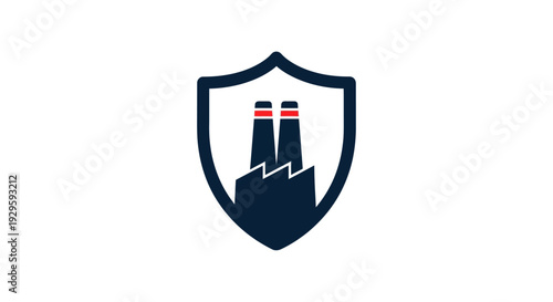 Factory Shield Protection Safety Industrial Icon.
